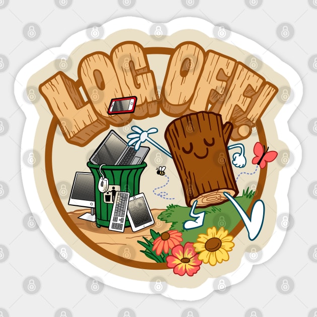 Log Off ~ Go Outside and Touch Grass Sticker by CTKR Studio